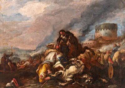 Battaglia tra cavalieri e turchi da Il Borgognone